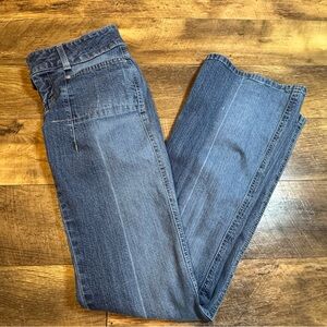 Bebe Y2K Low Rise Bootcut 28 Jeans Double Button Medium Wash